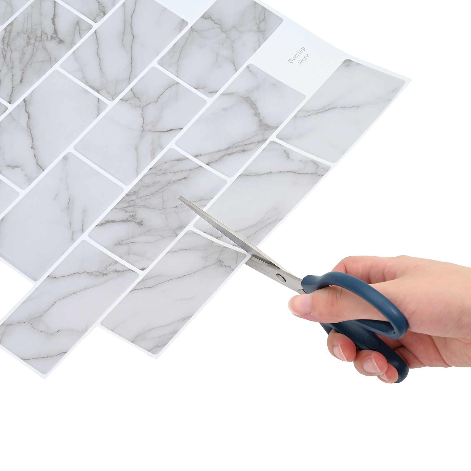vidaXL Kafelka subway 50 pcs Biały marmur 30 x 30 cm Poliuretan i PET