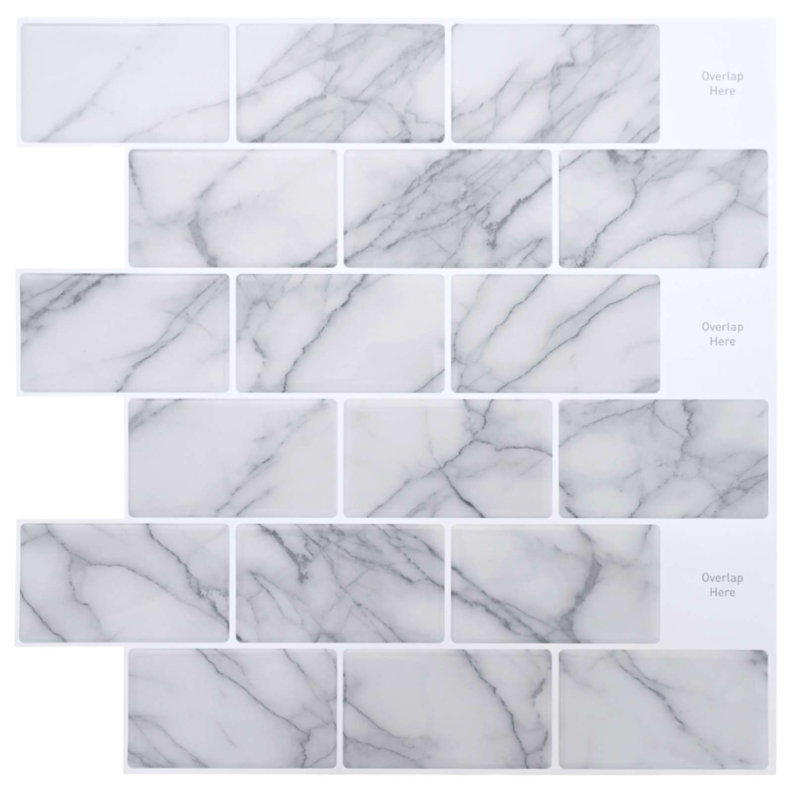 vidaXL Kafelka subway 50 pcs Biały marmur 30 x 30 cm Poliuretan i PET