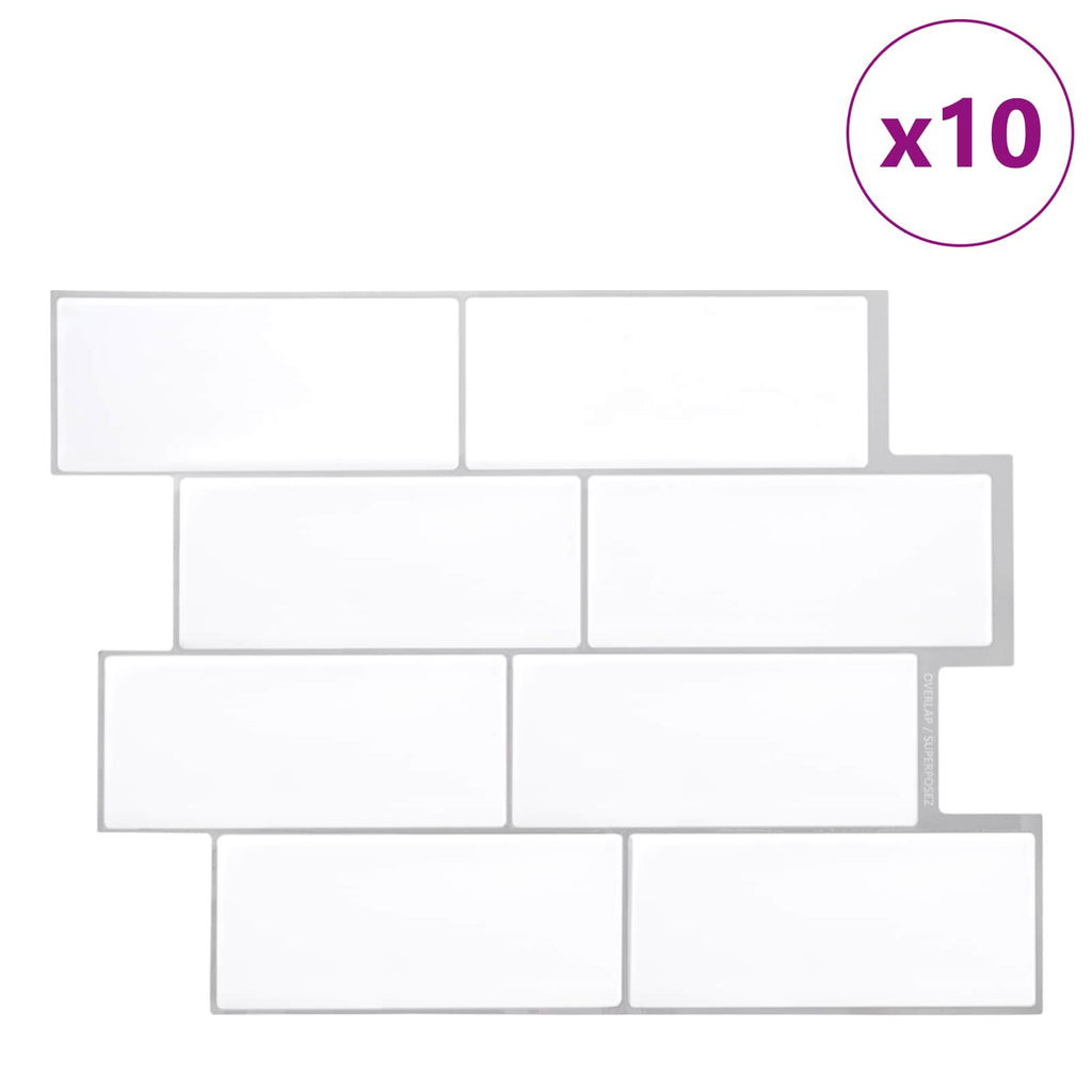 vidaXL Kafelka subway 10 pcs Biały szary 29 x 21 cm Poliuretan i PET