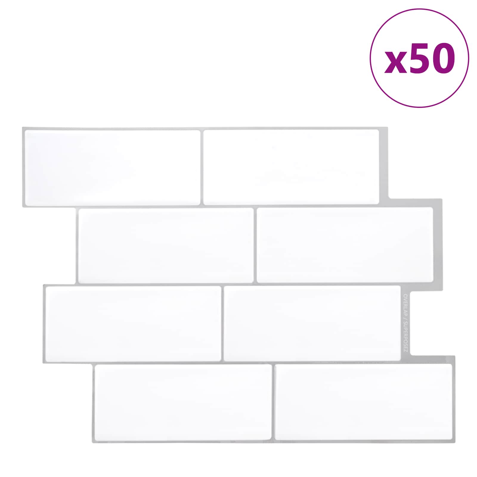 vidaXL Kafelka subway 20 pcs Biały szary 29 x 21 cm Poliuretan i PET