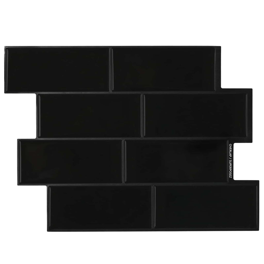 vidaXL Kafelka subway 20 pcs Czarny 29 x 21 cm Poliuretan i PET