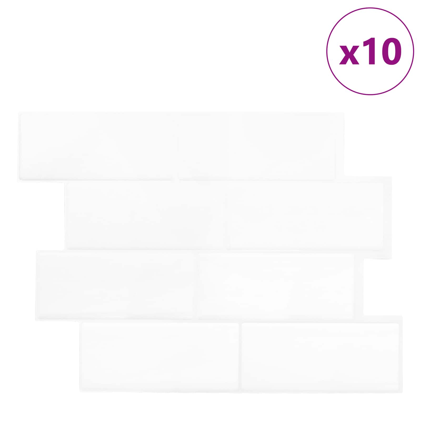 vidaXL Kafelka subway 10 pcs Biały 29 x 21 cm Poliuretan i PET