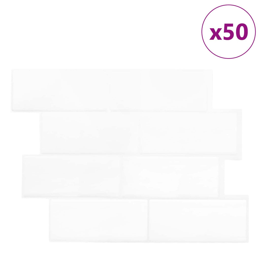 vidaXL Kafelka subway 50 pcs Biały 29 x 21 cm Poliuretan i PET