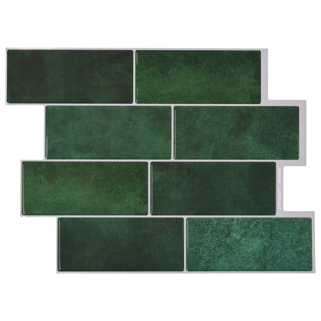 vidaXL Kafelka subway 10 pcs Ciemnozielony 29 x 21 cm Poliuretan i PET