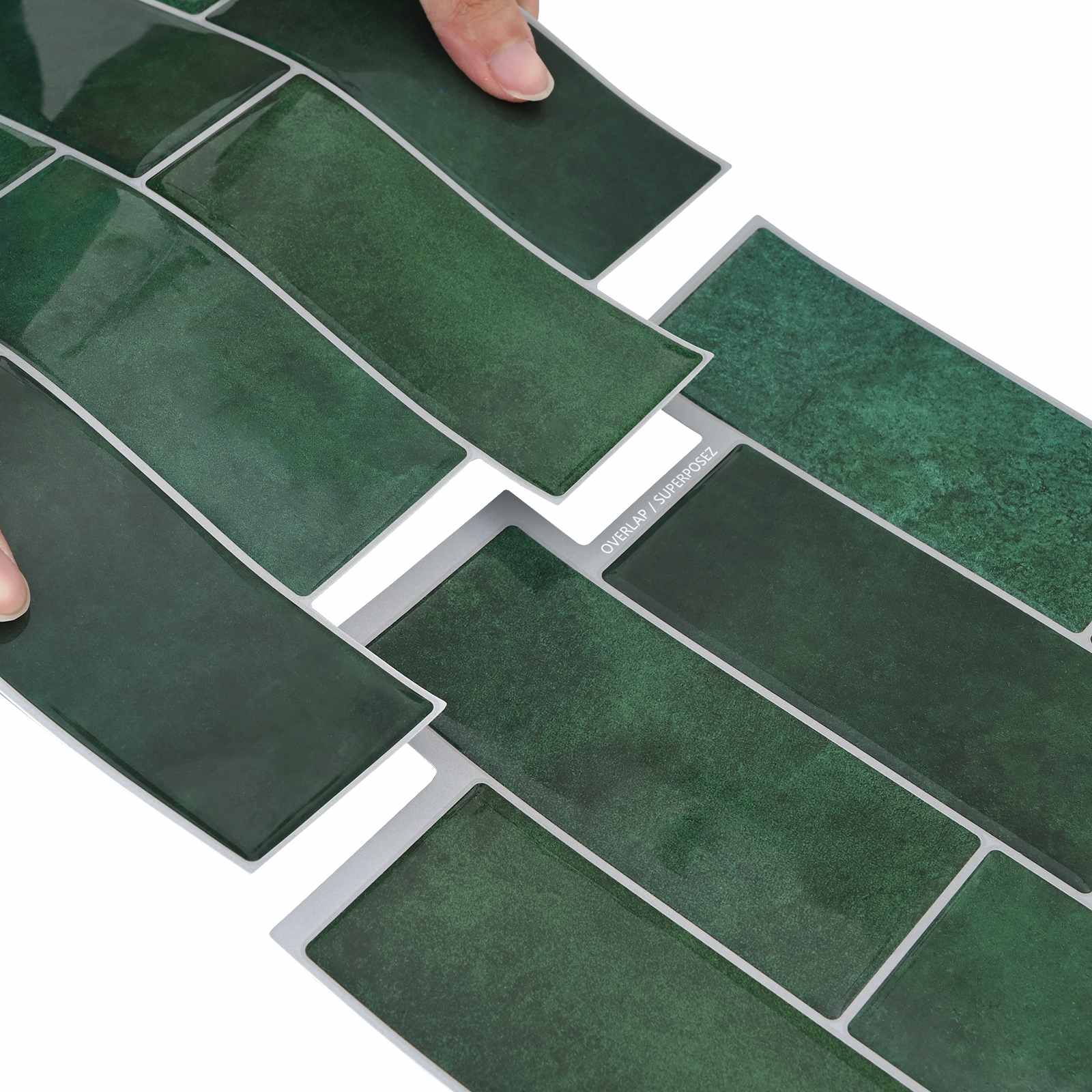 vidaXL Kafelka subway 50 pcs Ciemnozielony 29 x 21 cm Poliuretan i PET