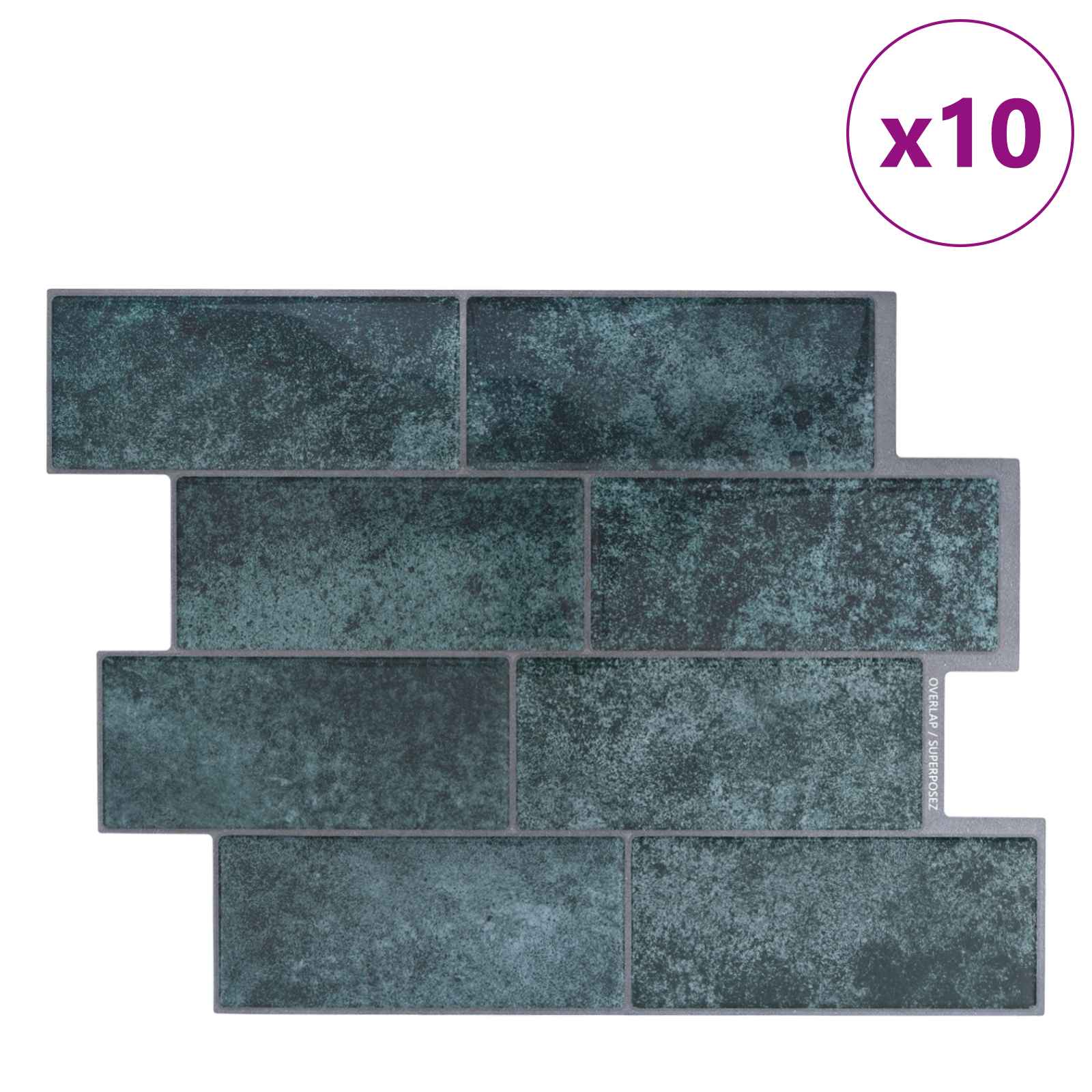 vidaXL Kafelka subway 10 pcs Niebieskozielony 29 x 21 cm