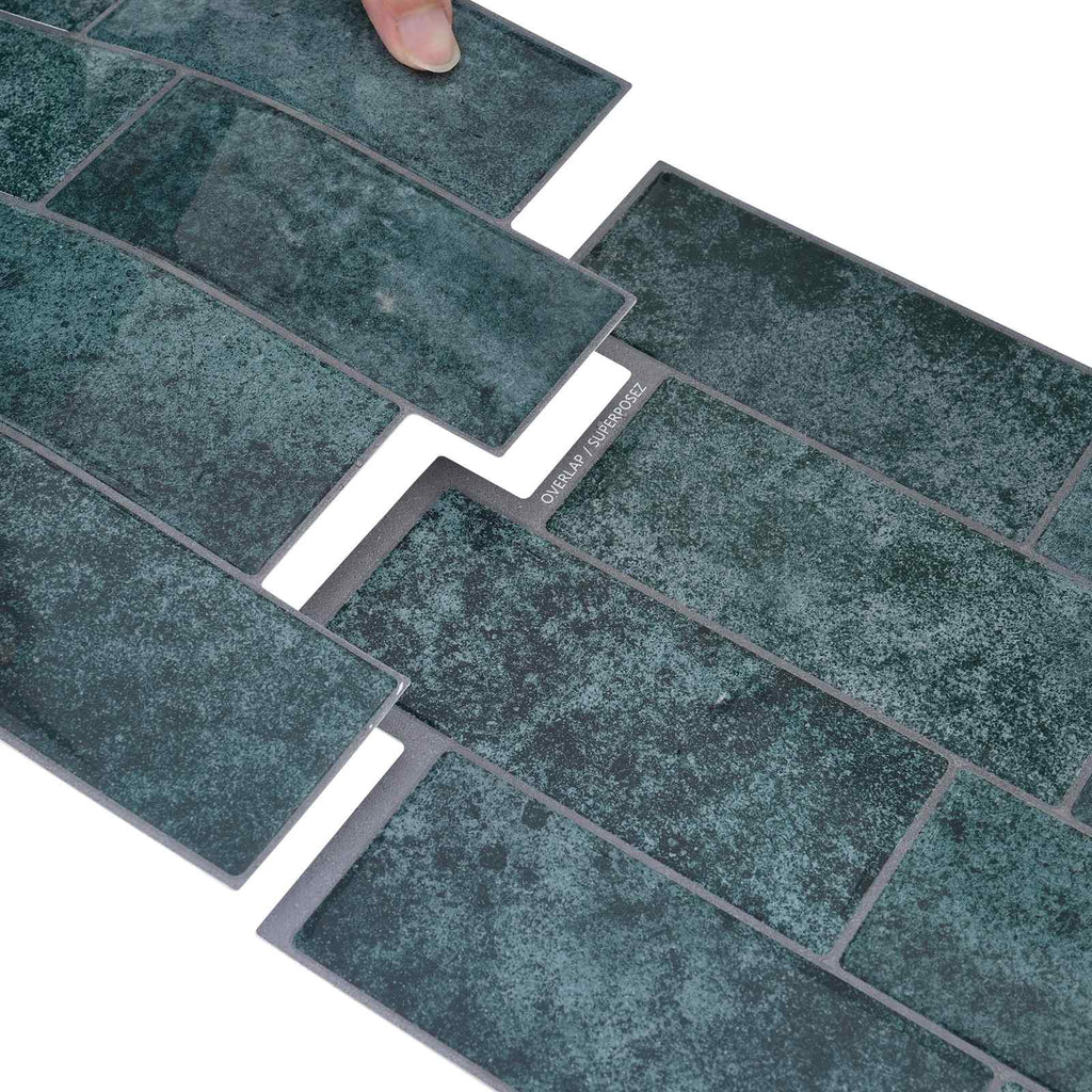 vidaXL Kafelka subway 50 pcs Niebieskozielony 29 x 21 cm