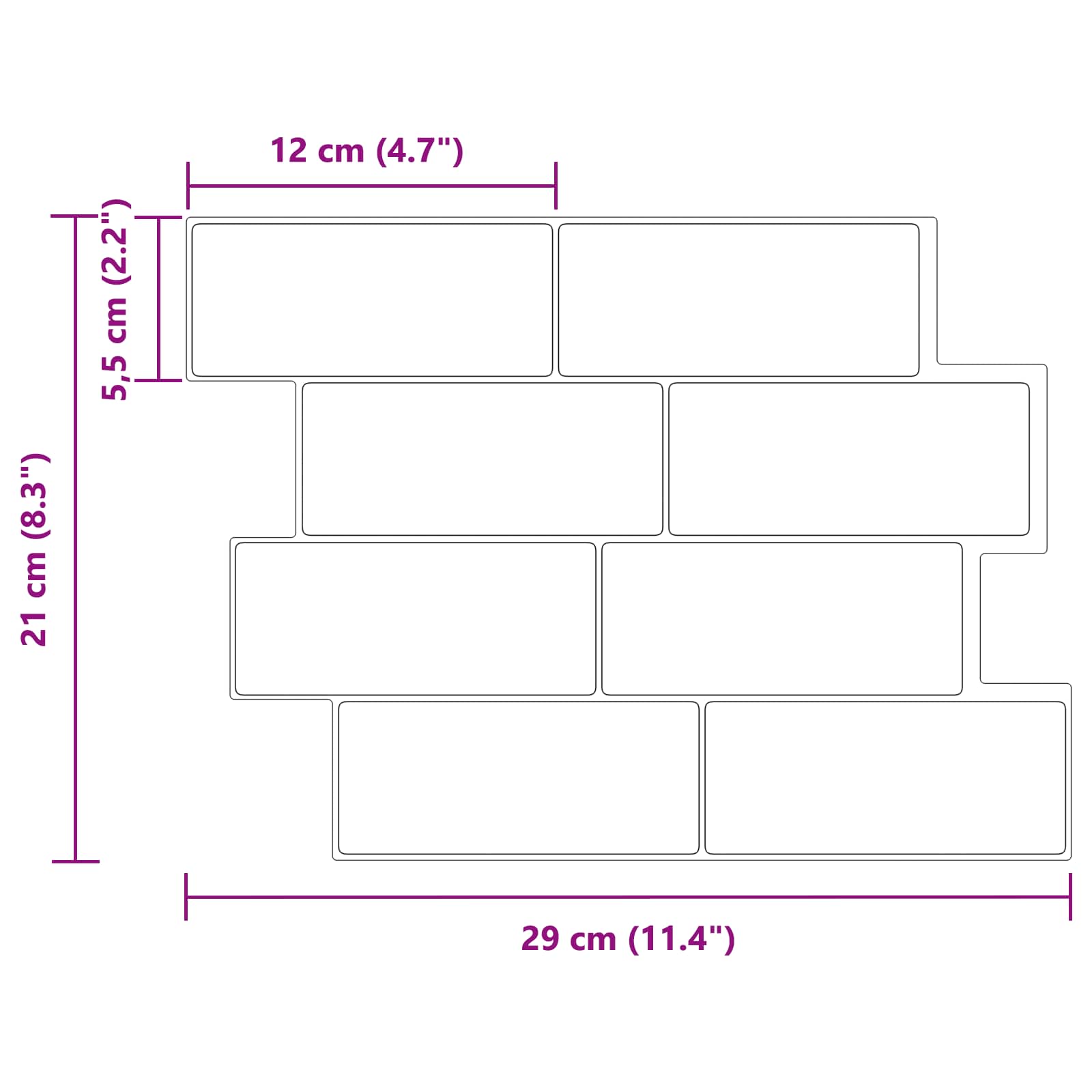 vidaXL Kafelka subway 50 pcs Niebieskozielony 29 x 21 cm