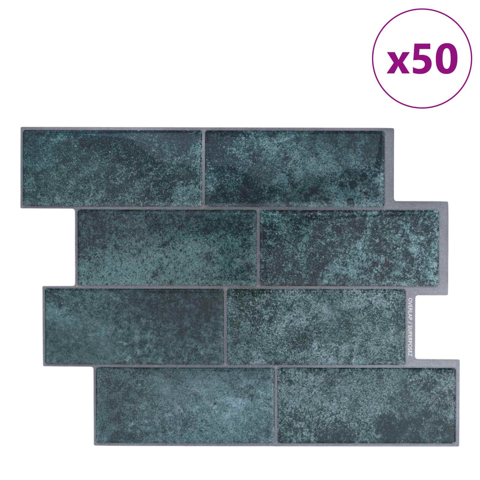 vidaXL Kafelka subway 50 pcs Niebieskozielony 29 x 21 cm