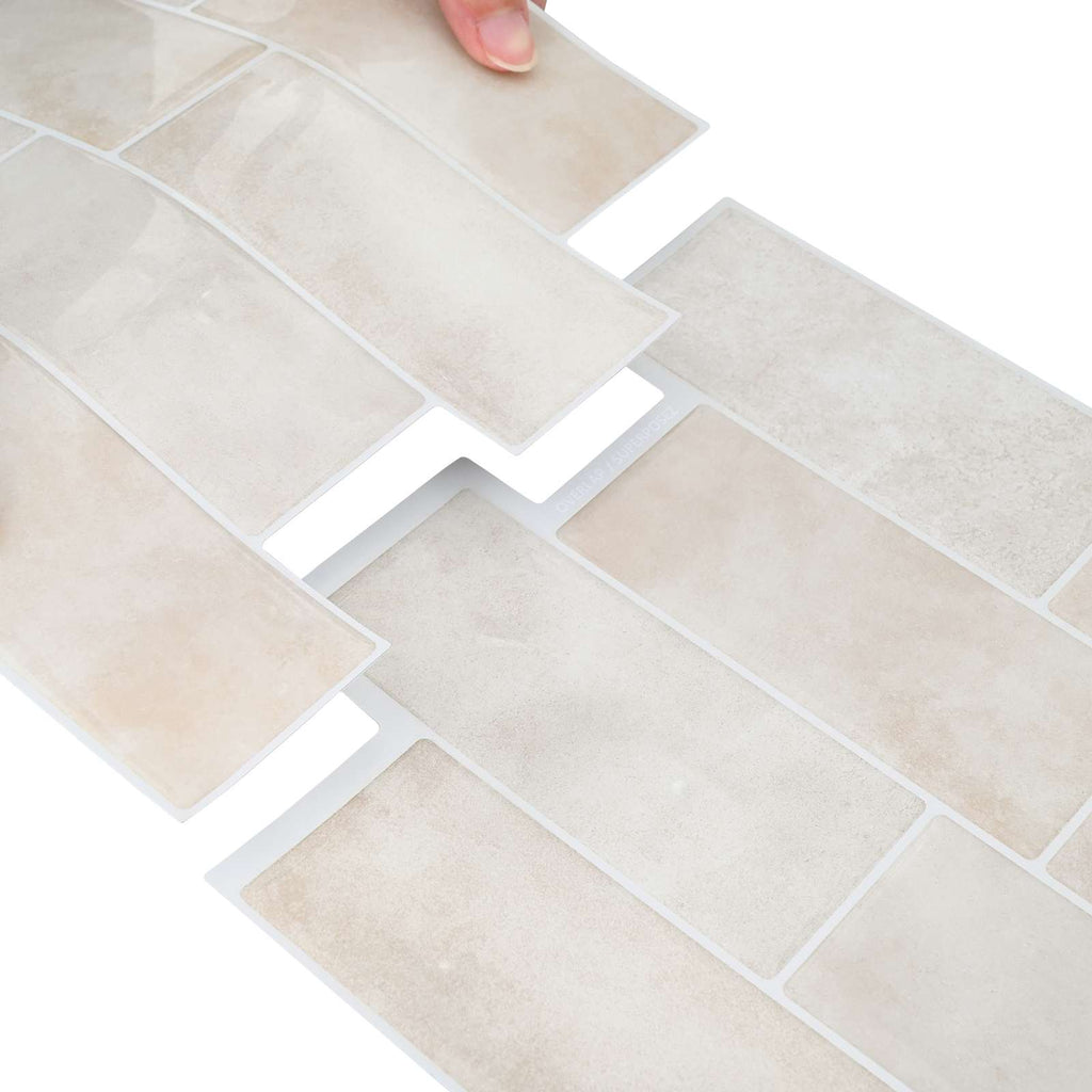 vidaXL Kafelka subway 10 pcs Beżowy marmur 29 x 21 cm Poliuretan i PET