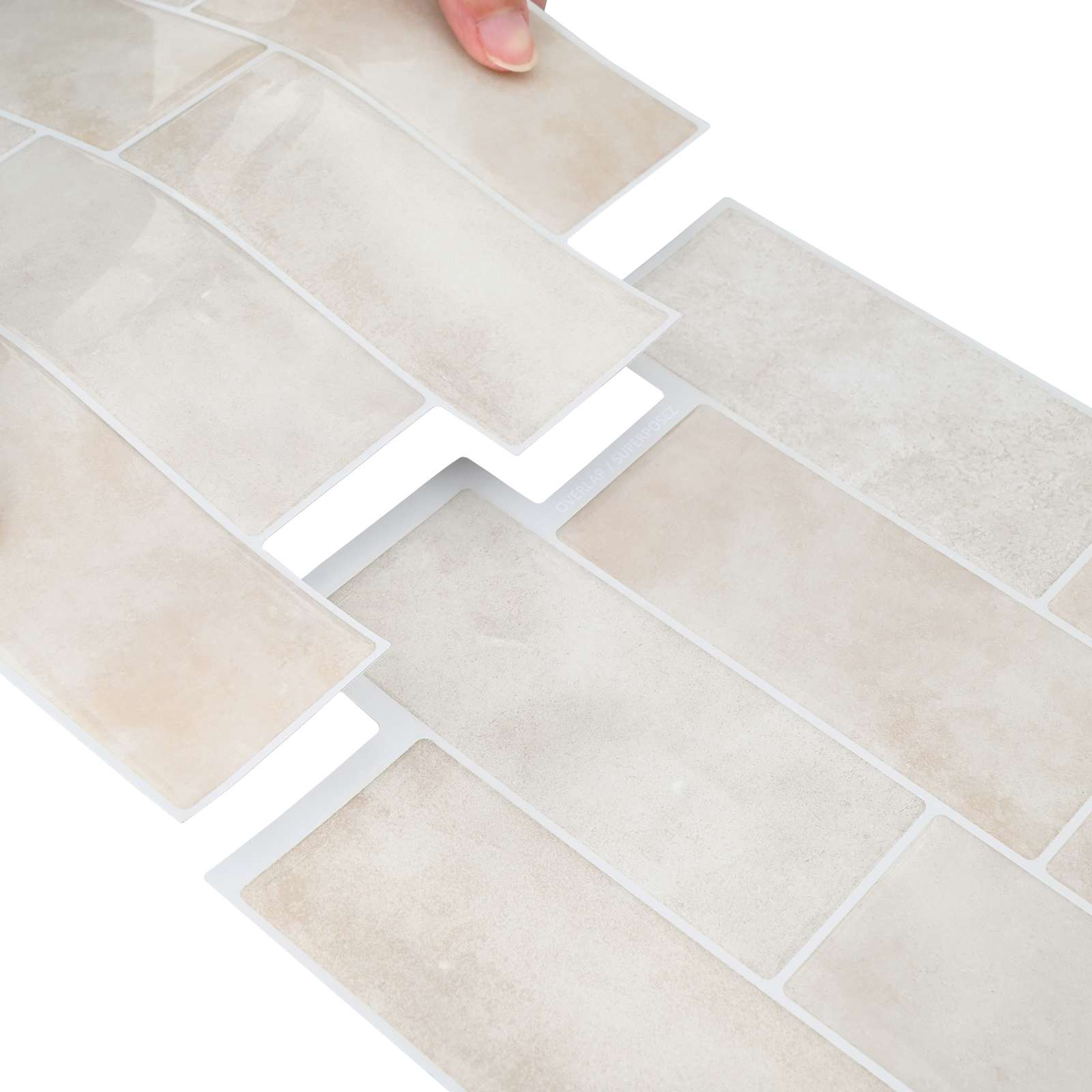 vidaXL Kafelka subway 10 pcs Beżowy marmur 29 x 21 cm Poliuretan i PET