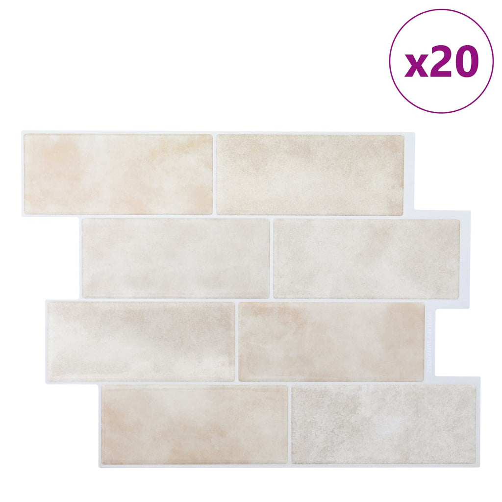vidaXL Kafelka subway 20 pcs Beżowy marmur 29 x 21 cm Poliuretan i PET