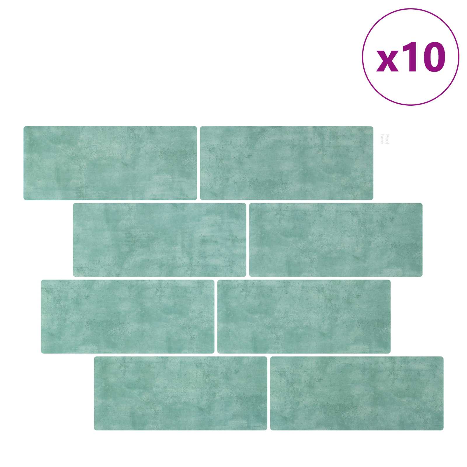 vidaXL Kafelka subway 10 pcs Szary zielony 29 x 21 cm Poliuretan i PET