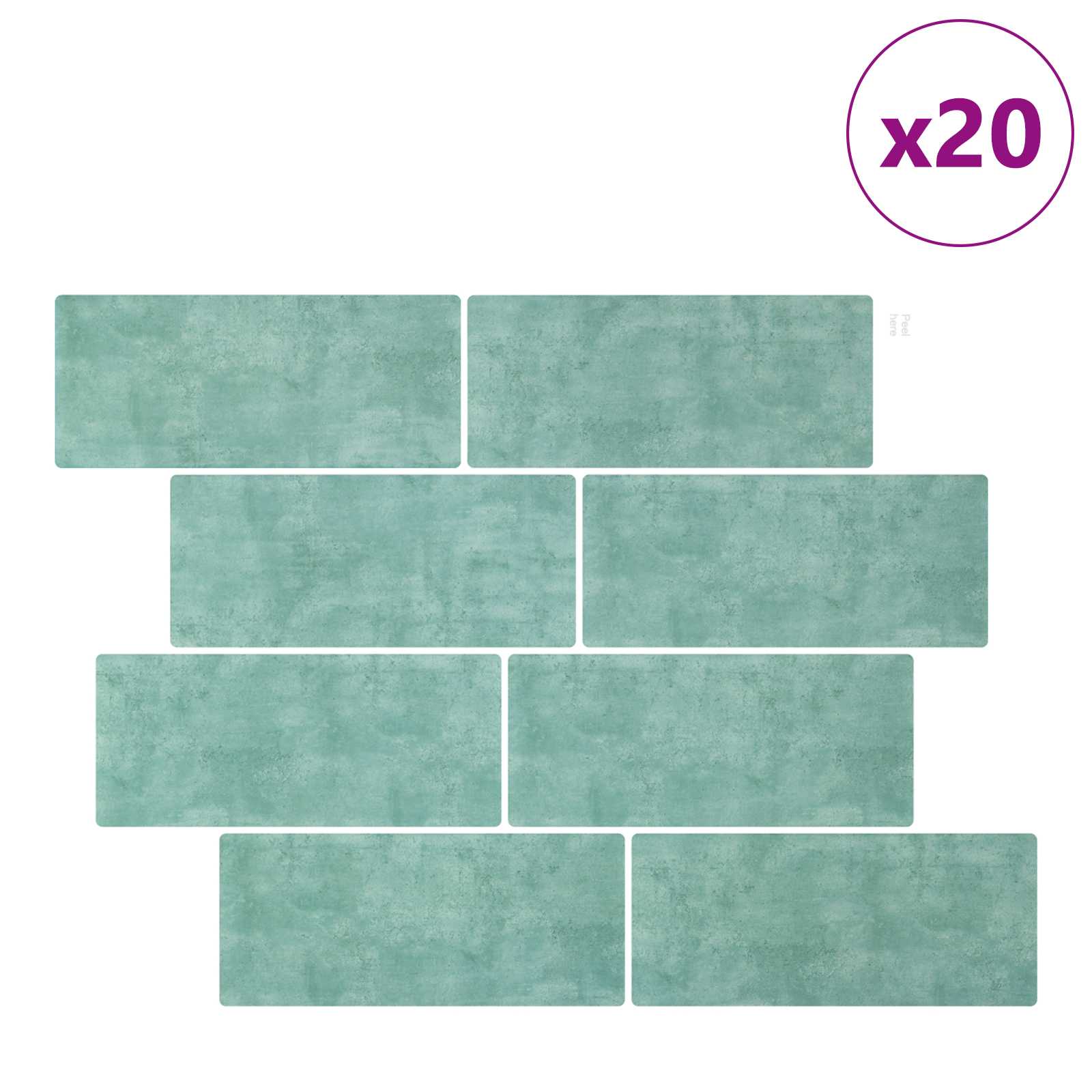 vidaXL Kafelka subway 20 pcs Szary zielony 29 x 21 cm Poliuretan i PET