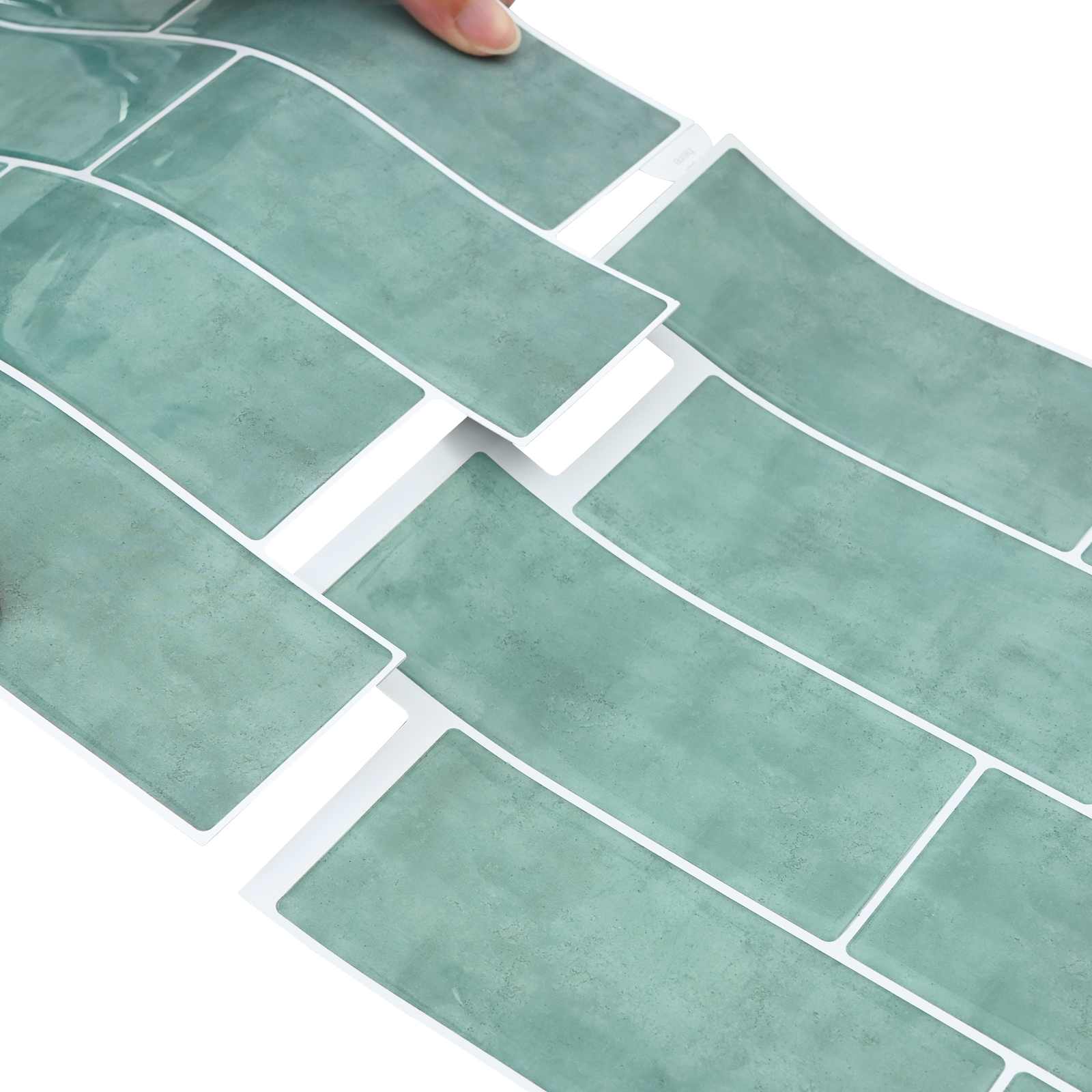 vidaXL Kafelka subway 50 pcs Szary zielony 29 x 21 cm Poliuretan i PET