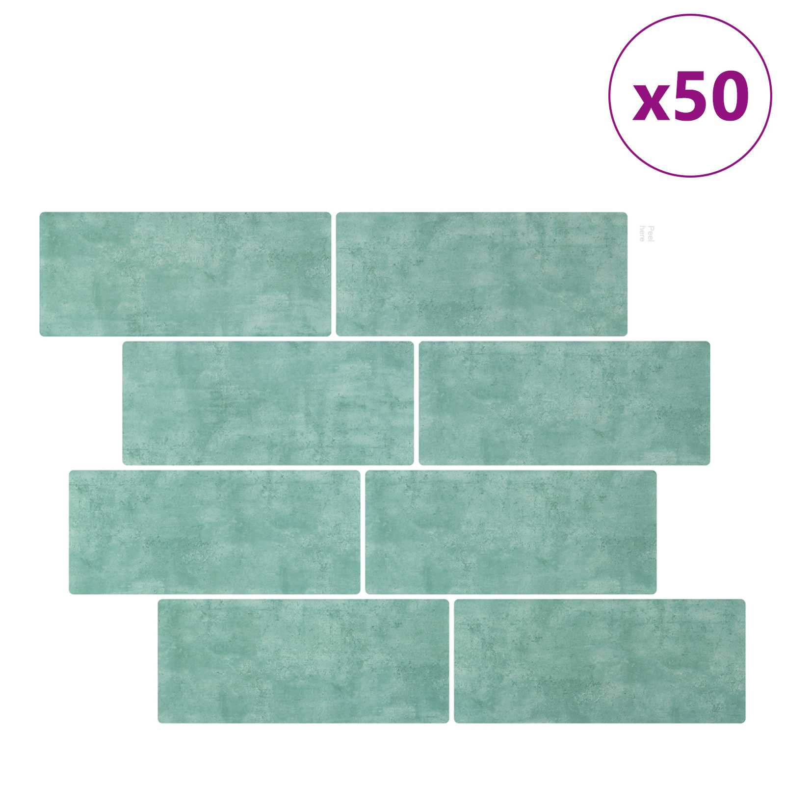 vidaXL Kafelka subway 50 pcs Szary zielony 29 x 21 cm Poliuretan i PET