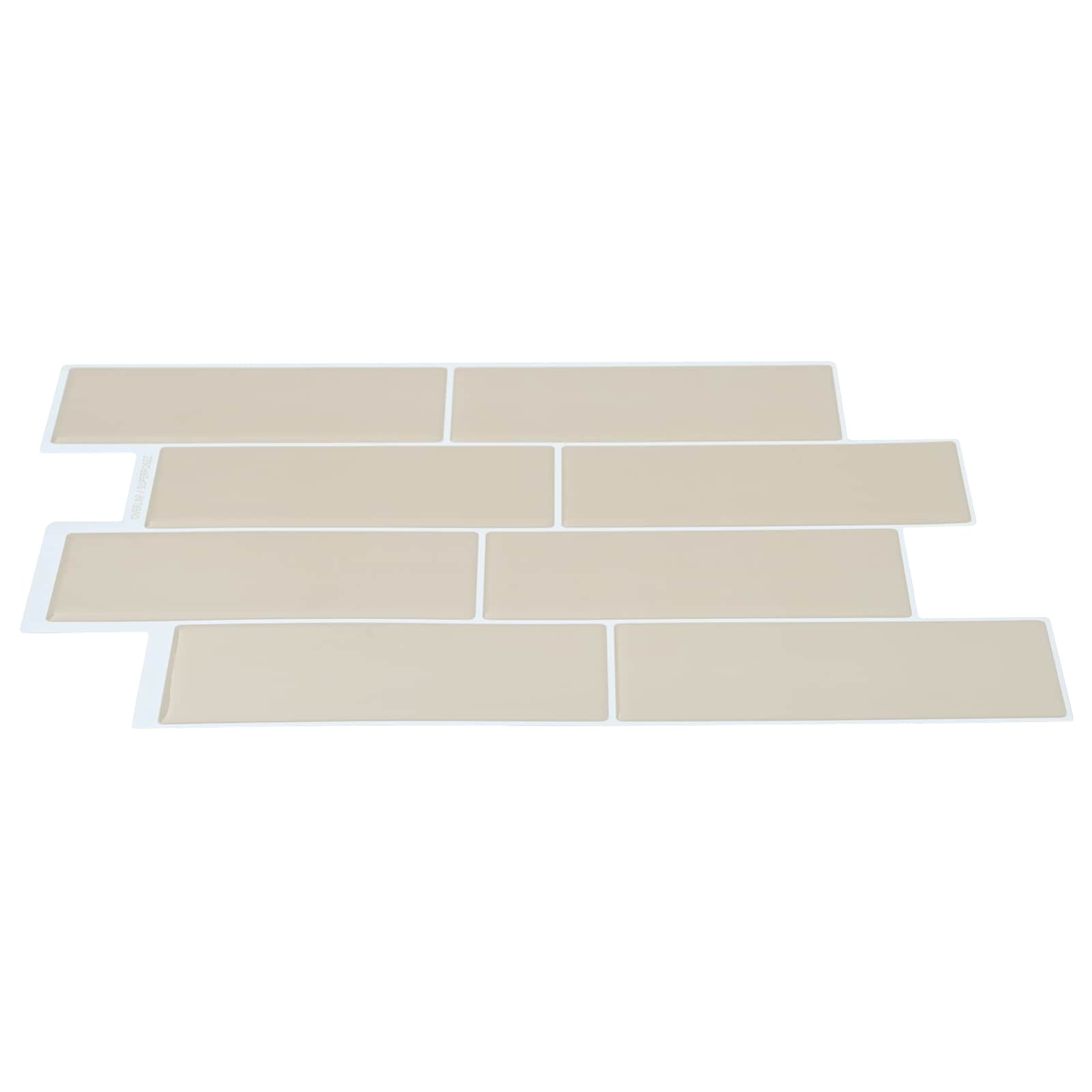 vidaXL Kafelka subway 10 pcs Beżowy 29 x 21 cm Poliuretan i PET