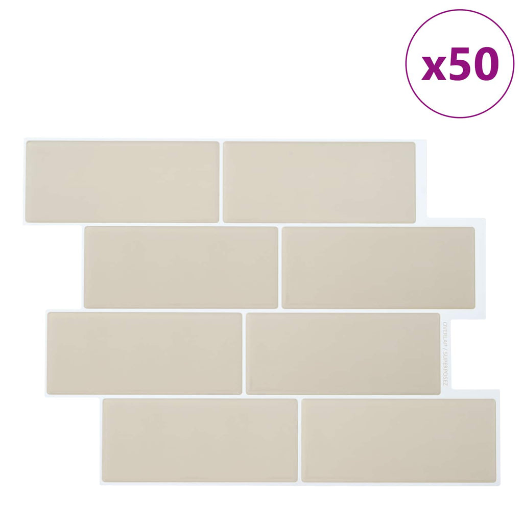 vidaXL Kafelka subway 50 pcs Beżowy 29 x 21 cm Poliuretan i PET