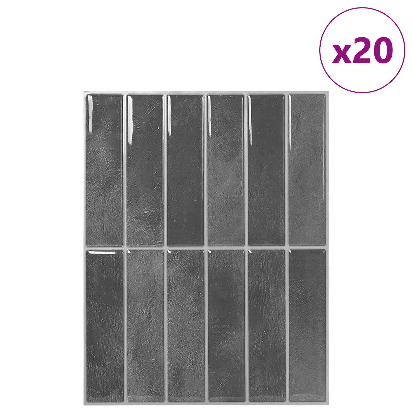 vidaXL Płytki prostokątne 20 pcs Szary 29 x 23 x 0,08 cm