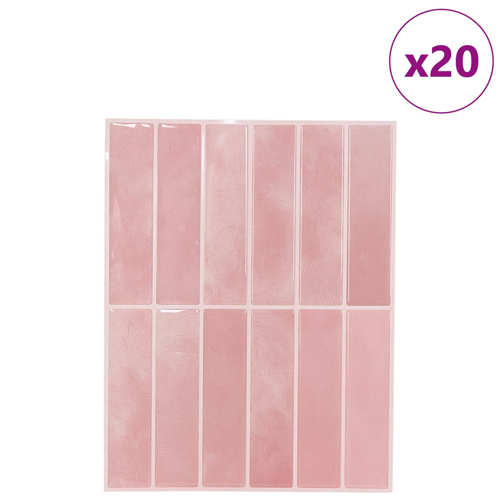 vidaXL Płytki prostokątne 20 pcs różowy 29 x 23 x 0,08 cm