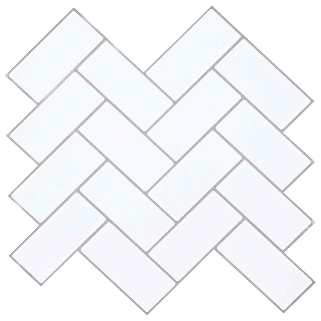 vidaXL Płytka w jodełkę 10 pcs Biały szary 30 x 30 cm Poliuretan i PET