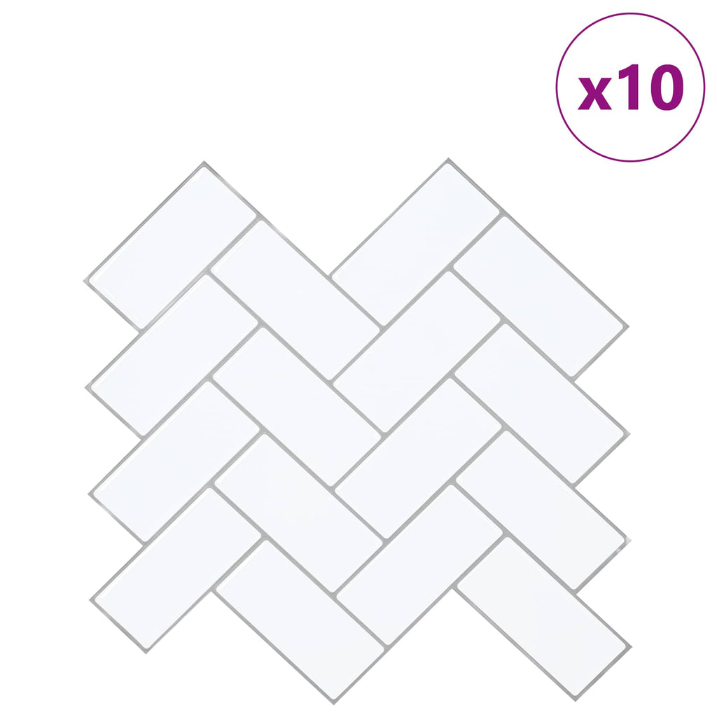 vidaXL Płytka w jodełkę 10 pcs Biały szary 30 x 30 cm Poliuretan i PET