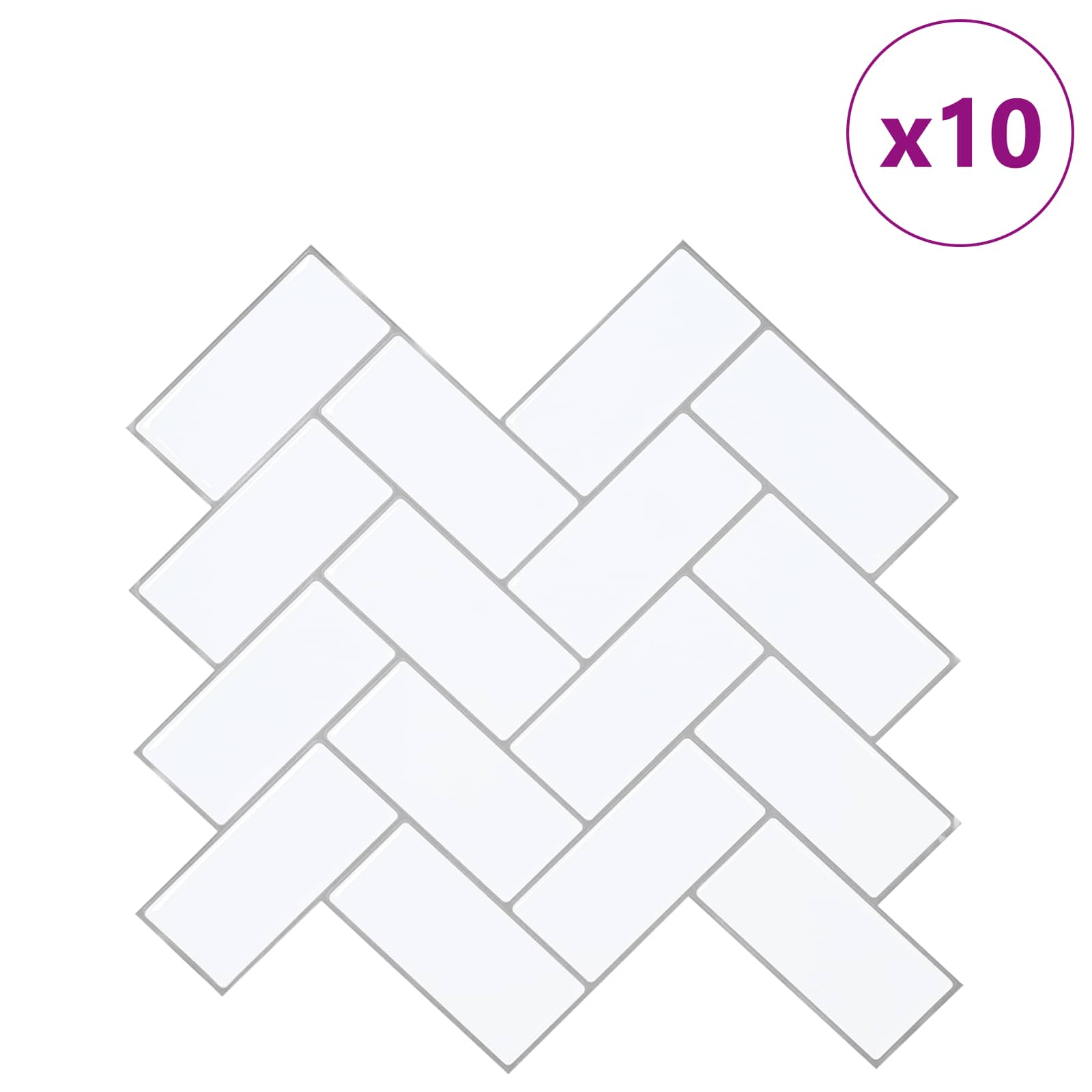 vidaXL Płytka w jodełkę 10 pcs Biały szary 30 x 30 cm Poliuretan i PET