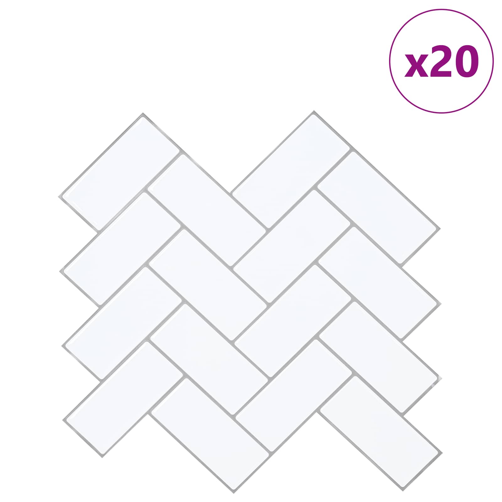 vidaXL Płytka w jodełkę 20 pcs Biały szary 30 x 30 cm Poliuretan i PET