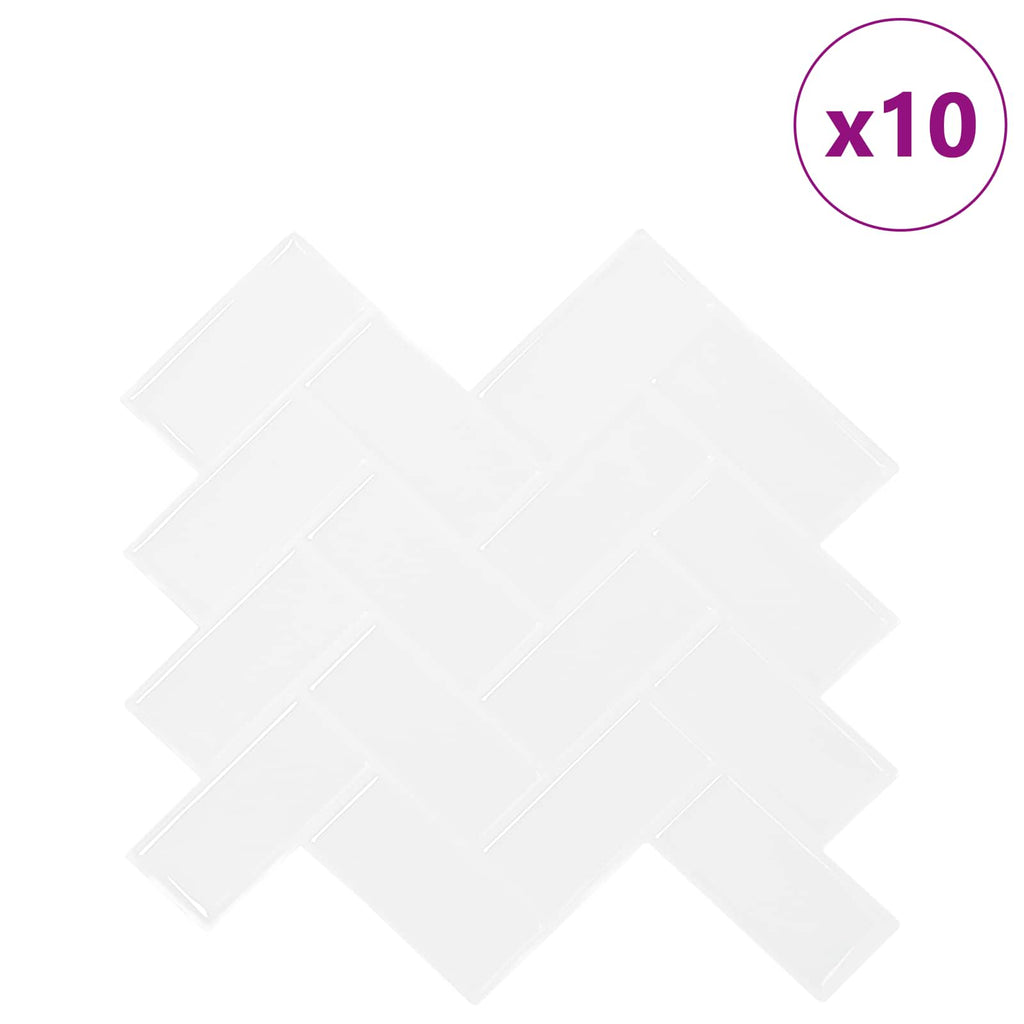 vidaXL Płytka w jodełkę 10 pcs Biały 30 x 30 cm Poliuretan i PET