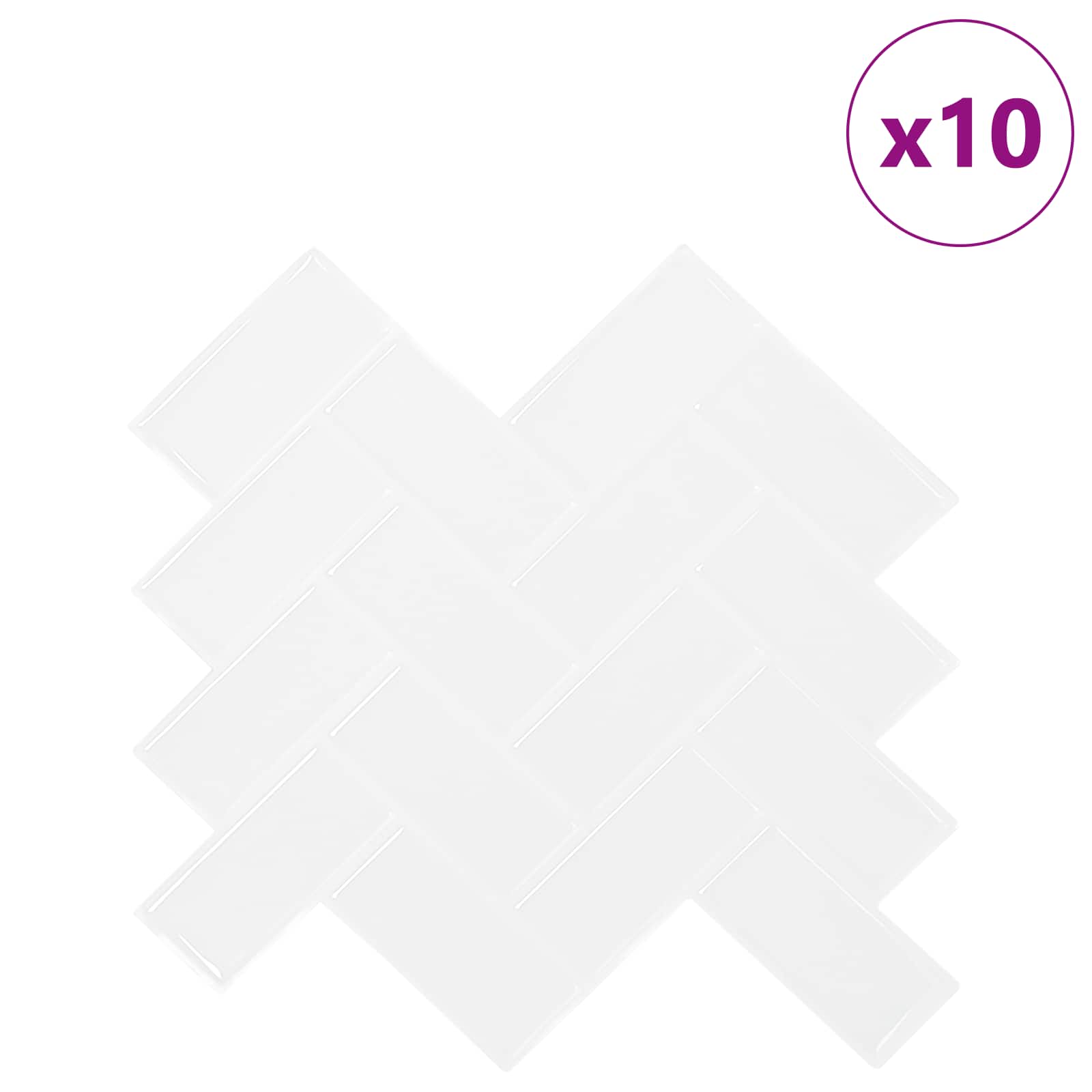 vidaXL Płytka w jodełkę 10 pcs Biały 30 x 30 cm Poliuretan i PET