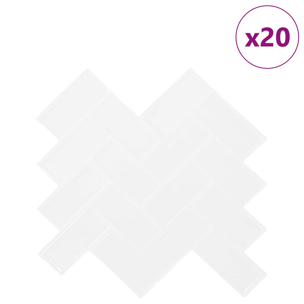 vidaXL Płytka w jodełkę 20 pcs Biały 30 x 30 cm Poliuretan i PET