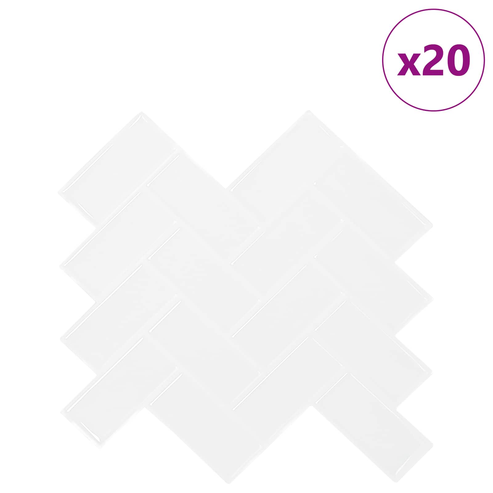 vidaXL Płytka w jodełkę 20 pcs Biały 30 x 30 cm Poliuretan i PET