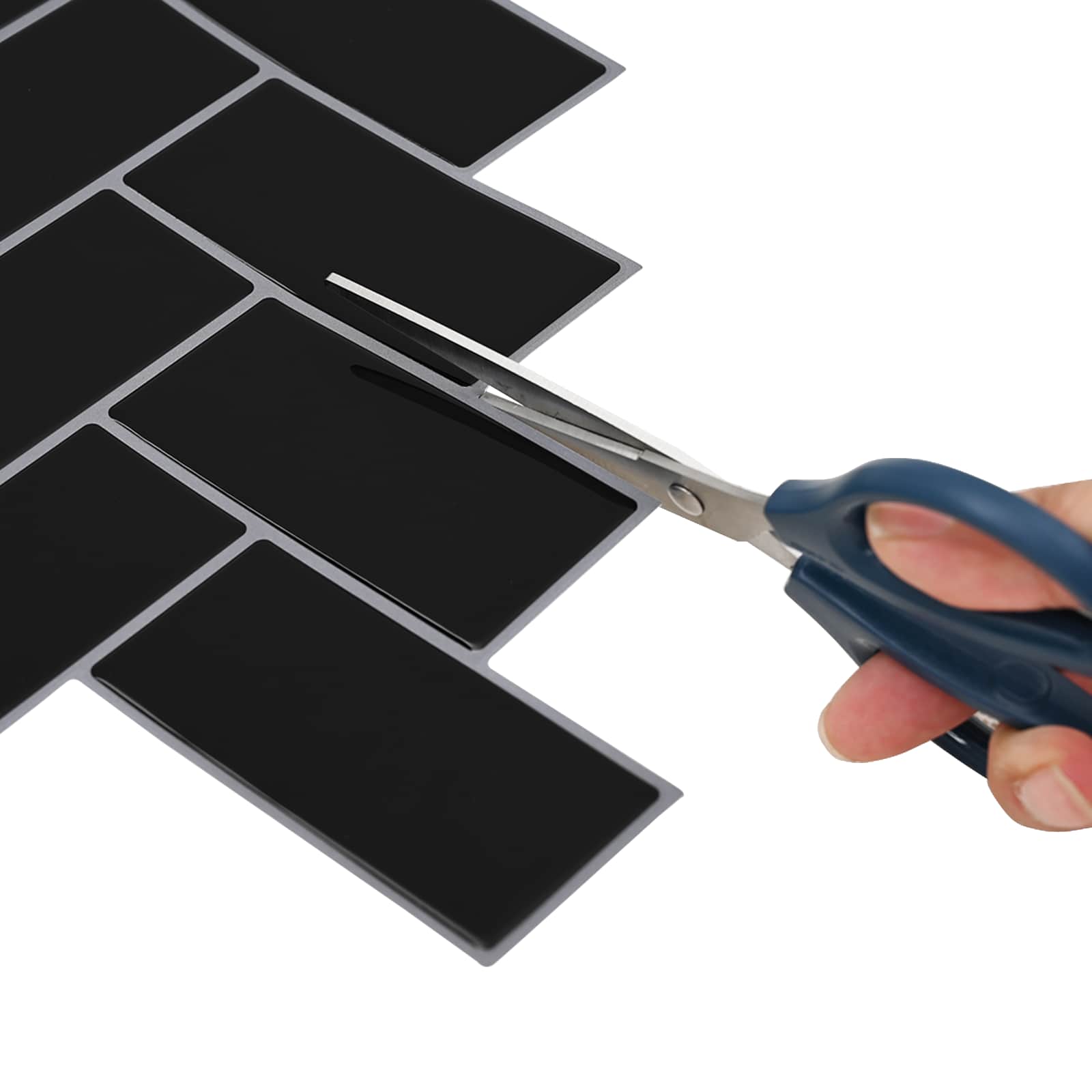 vidaXL Płytka w jodełkę 10 pcs Czarny 30 x 30 cm Poliuretan i PET
