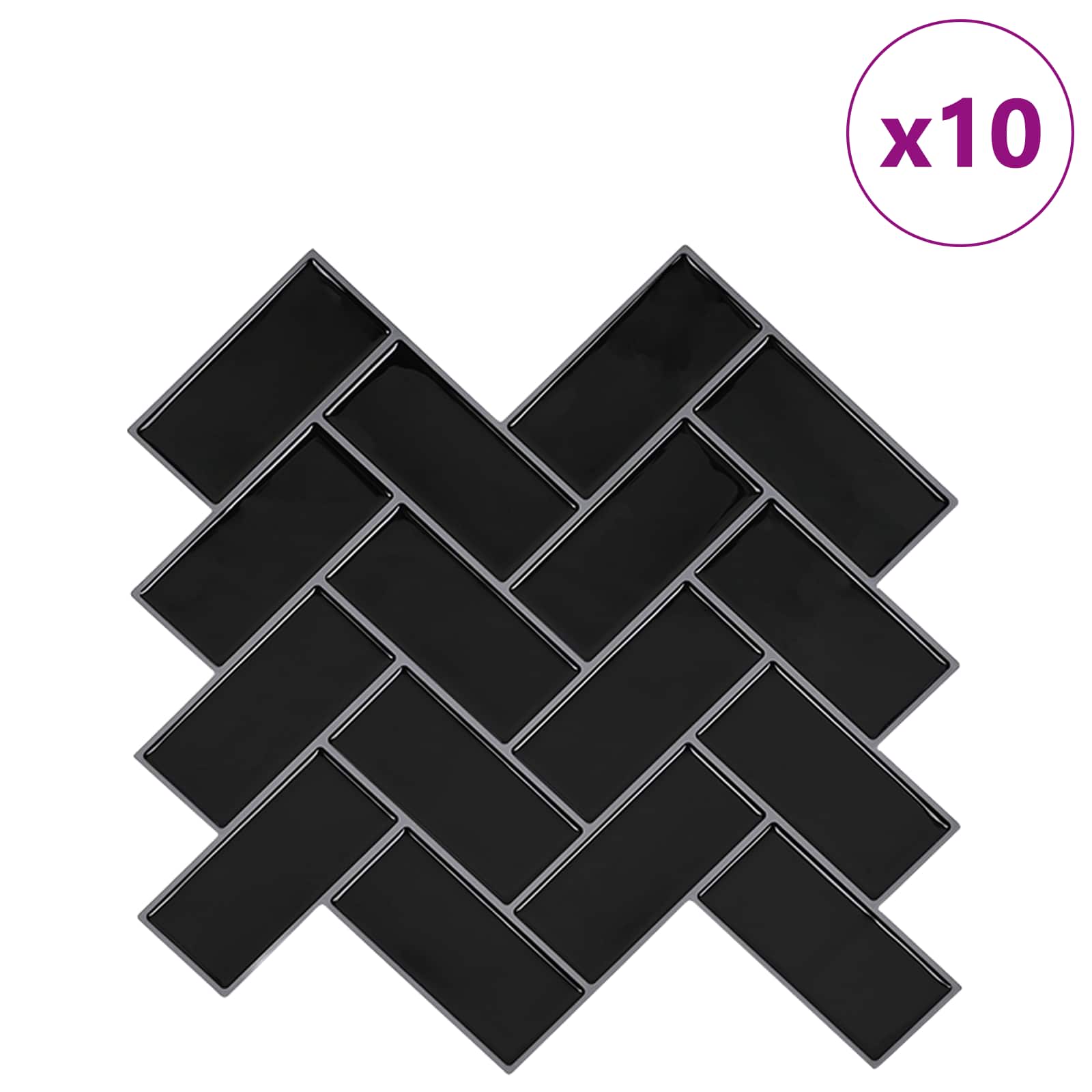 vidaXL Płytka w jodełkę 10 pcs Czarny 30 x 30 cm Poliuretan i PET