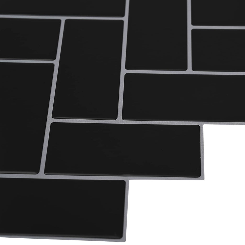 vidaXL Płytka w jodełkę 10 pcs Czarny 30 x 30 cm Poliuretan i PET