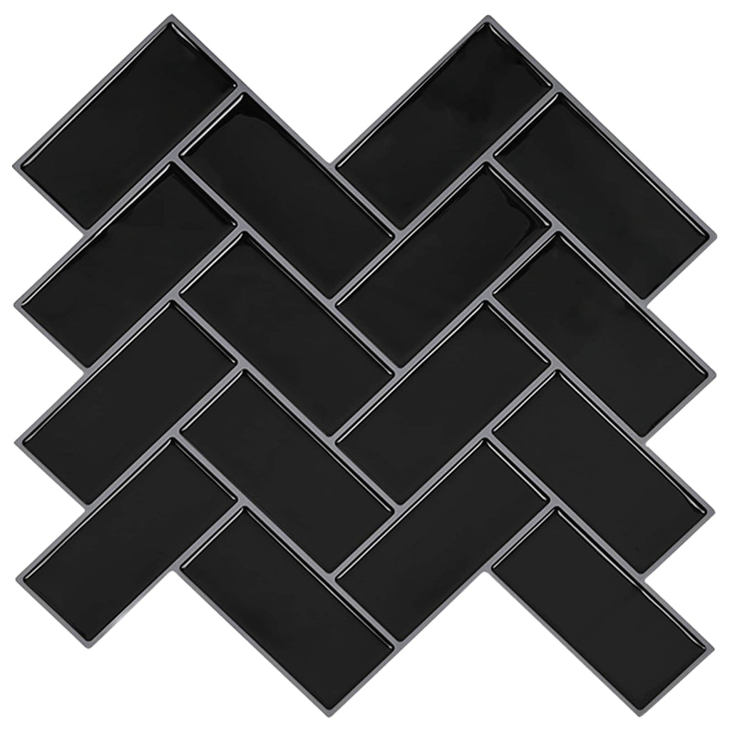 vidaXL Płytka w jodełkę 10 pcs Czarny 30 x 30 cm Poliuretan i PET