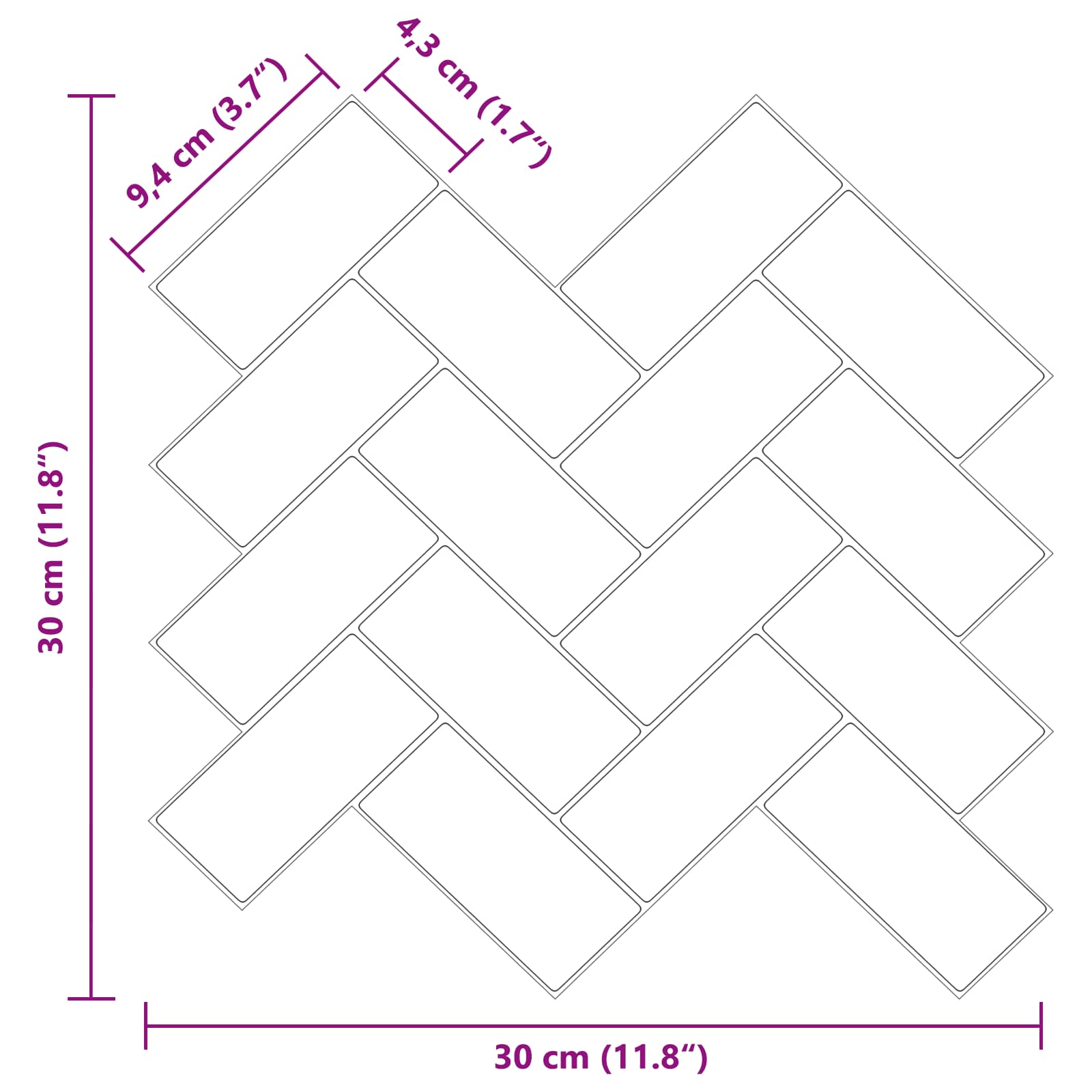 vidaXL Płytka w jodełkę 10 pcs Czarny 30 x 30 cm Poliuretan i PET