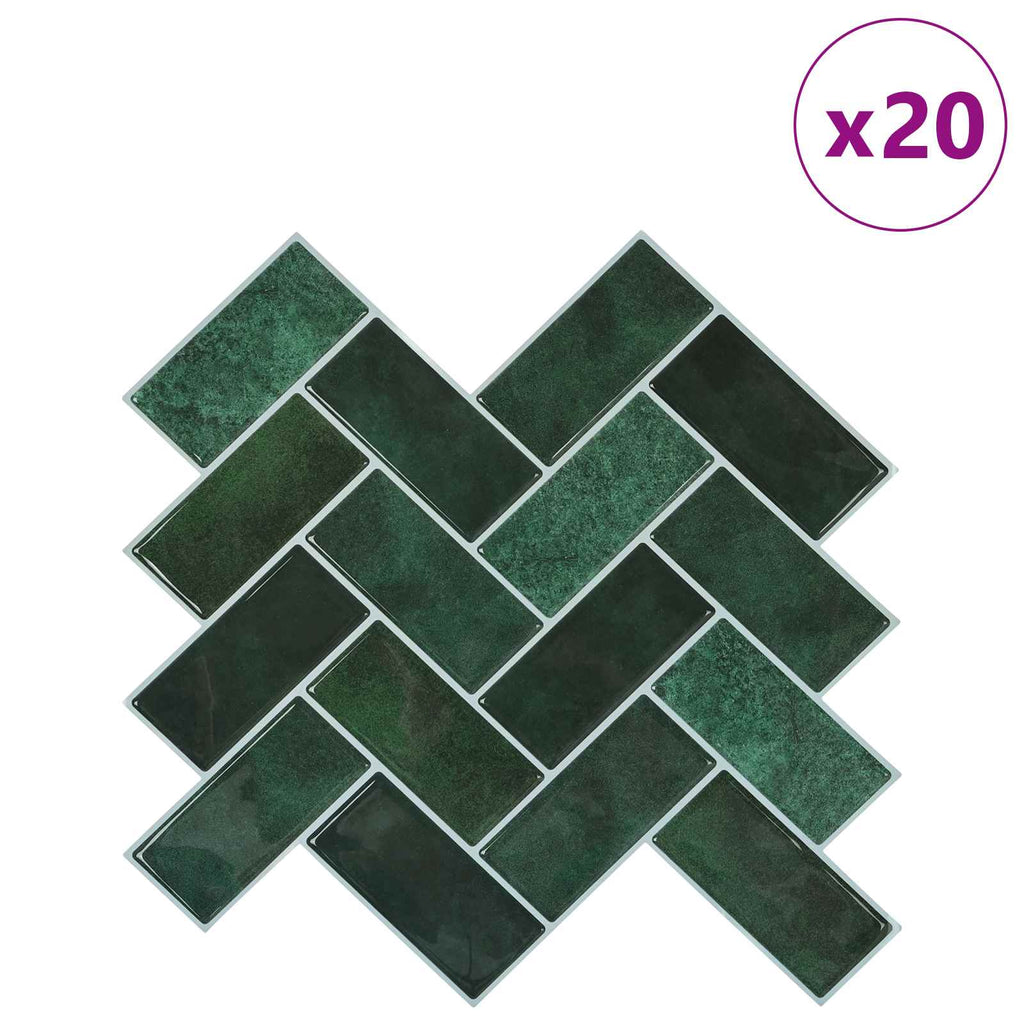 vidaXL Płytka w jodełkę 20 pcs Ciemnozielony 30 x 30 cm