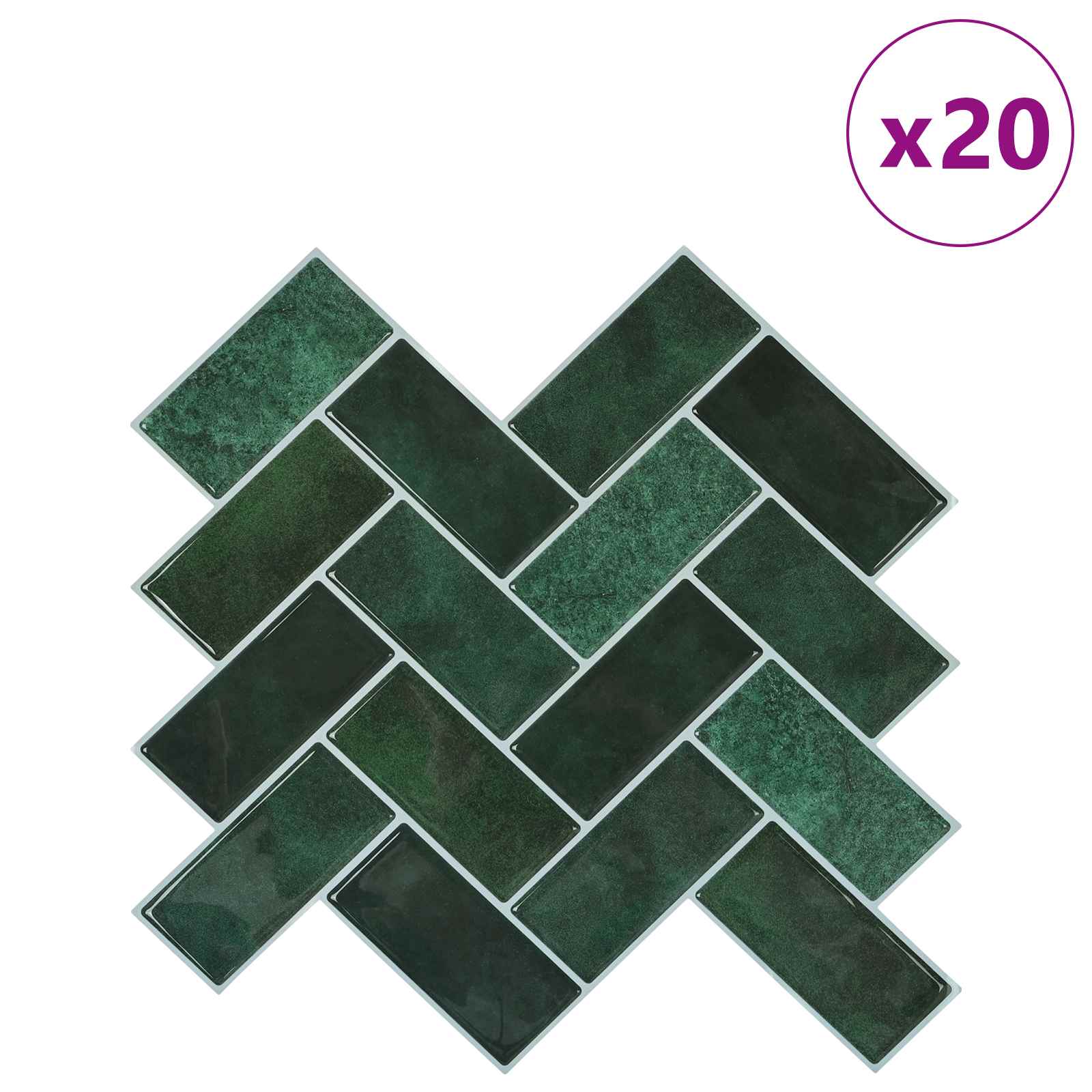vidaXL Płytka w jodełkę 20 pcs Ciemnozielony 30 x 30 cm