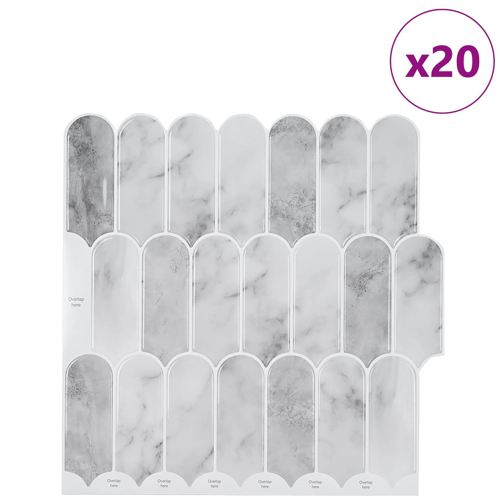 vidaXL Płytka z Piór 20 pcs Marmur szary 30 x 30 cm Poliuretan i PET