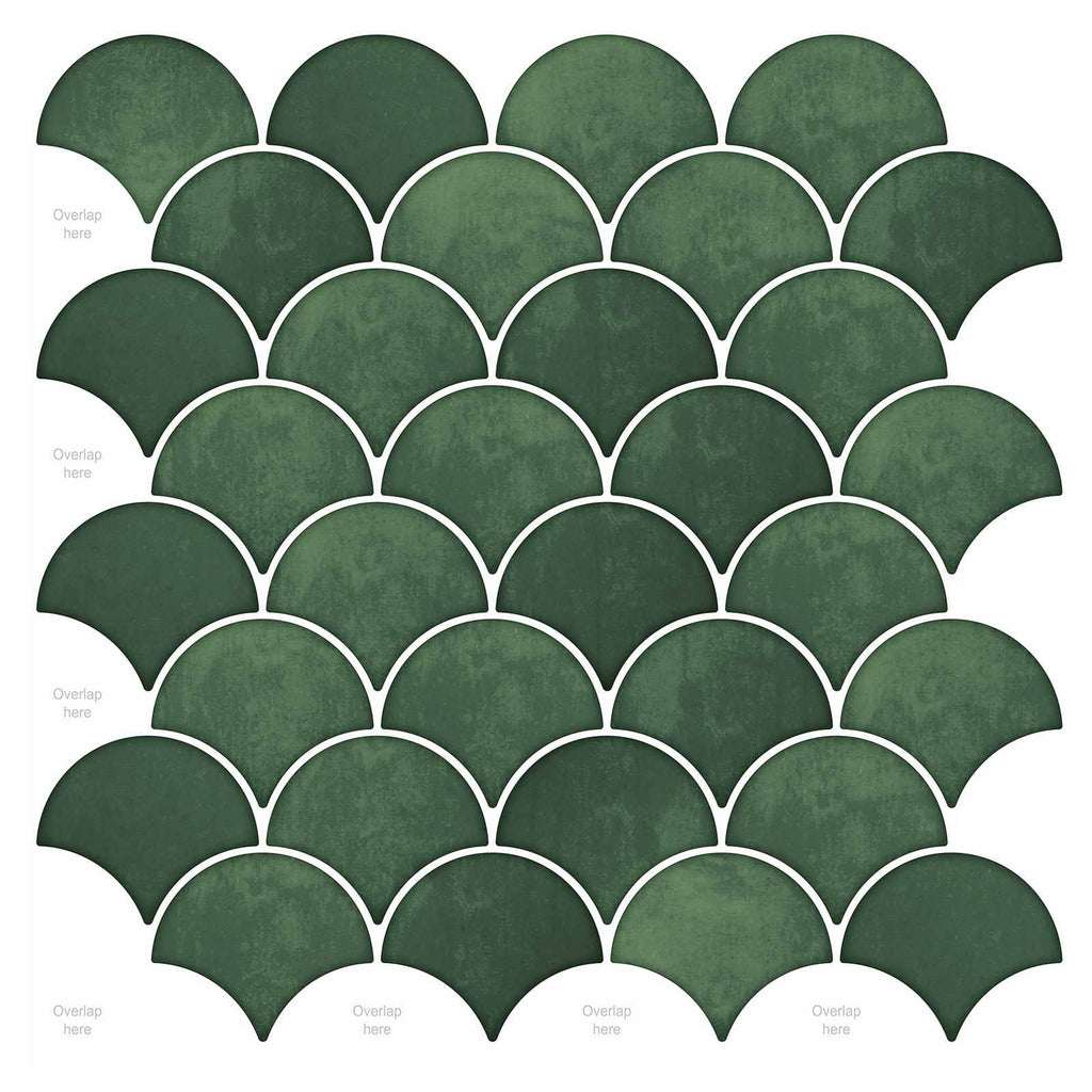 vidaXL Płytka w Kształcie Łuski Ryb 10 pcs Ciemnozielony 30 x 30 cm