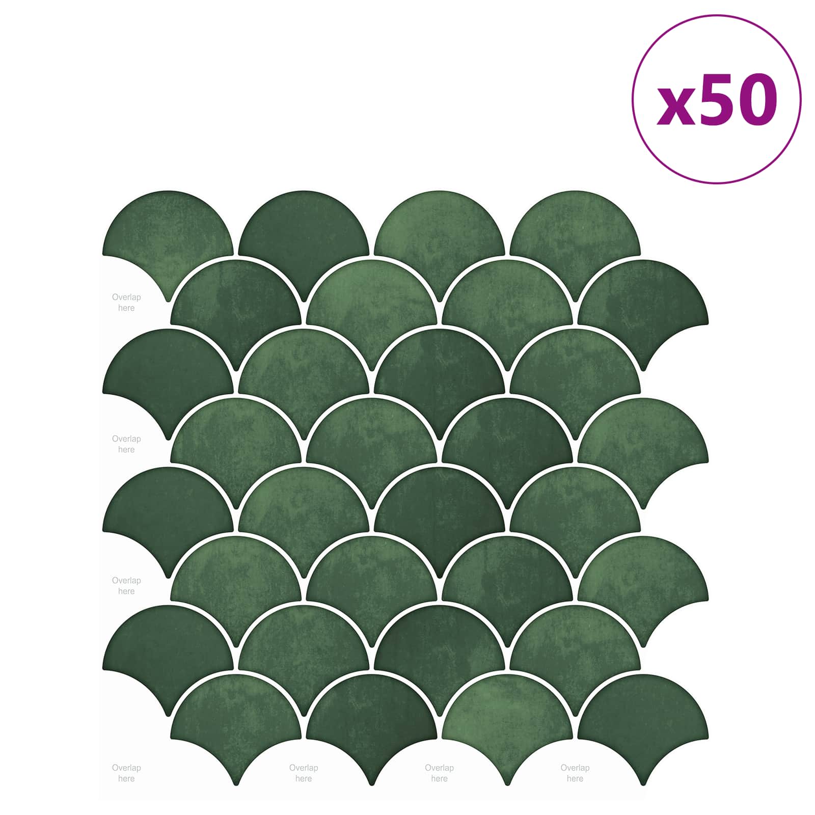vidaXL Płytka w Kształcie Łuski Ryb 50 pcs Ciemnozielony 30 x 30 cm