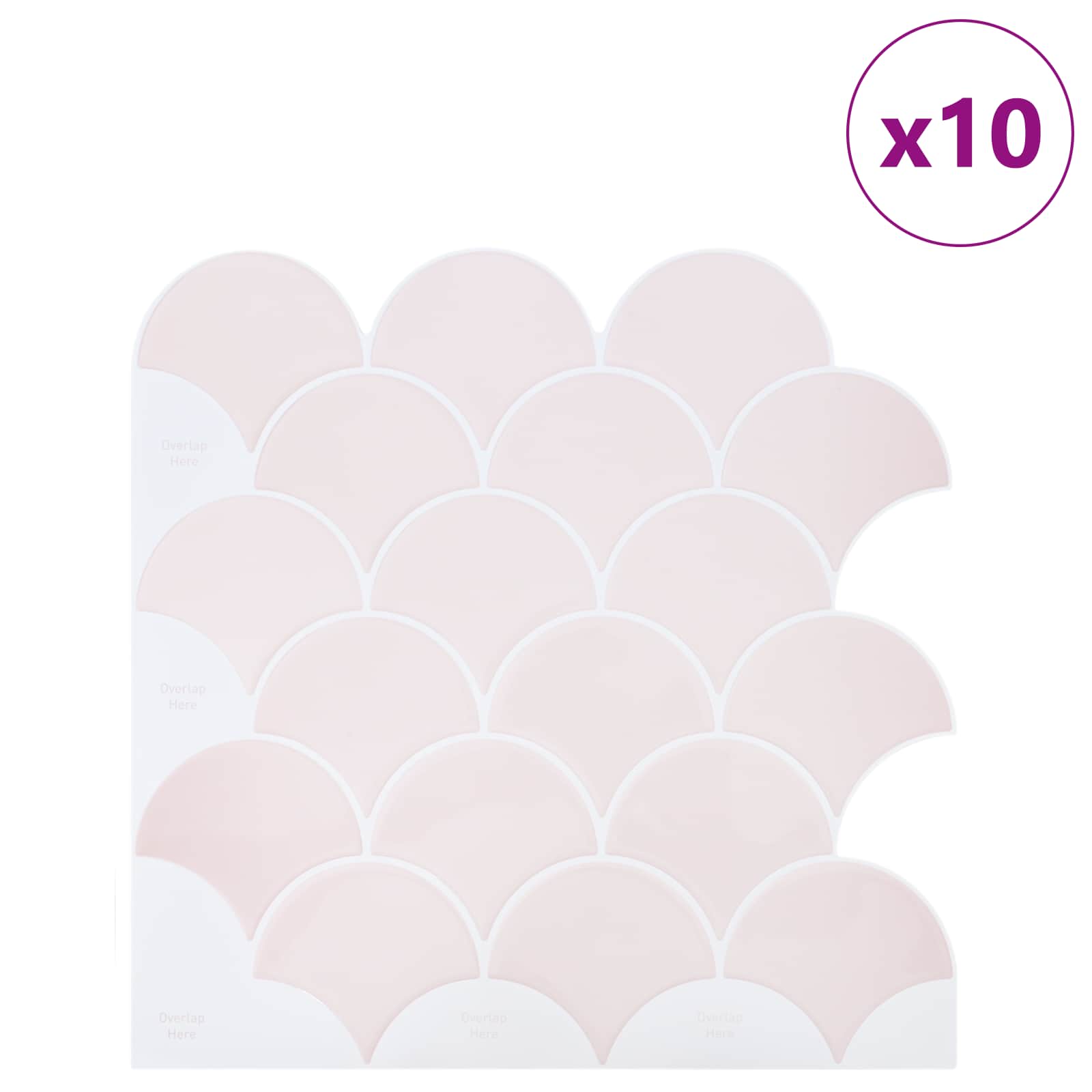 vidaXL Płytka w Kształcie Łuski Ryb 10 pcs Jasny róż 30 x 30 cm