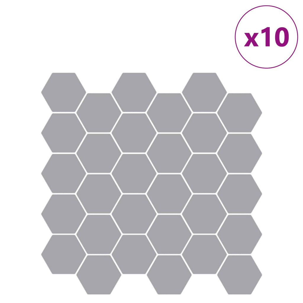 vidaXL Płytka heksagonalna 10 pcs Szary 30 x 30 cm Poliuretan i PET