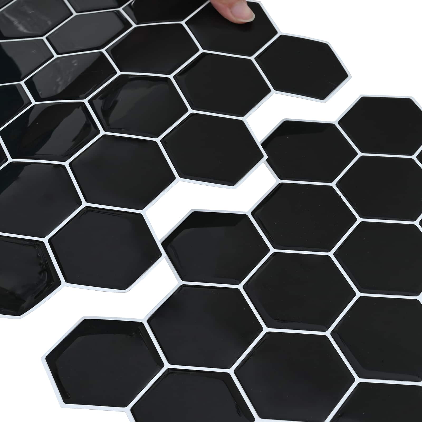 vidaXL Płytka heksagonalna 10 pcs Czarny 30 x 30 cm Poliuretan i PET