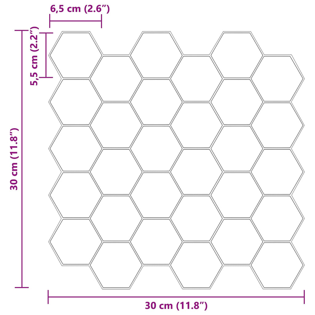 vidaXL Płytka heksagonalna 50 pcs Czarny 30 x 30 cm Poliuretan i PET