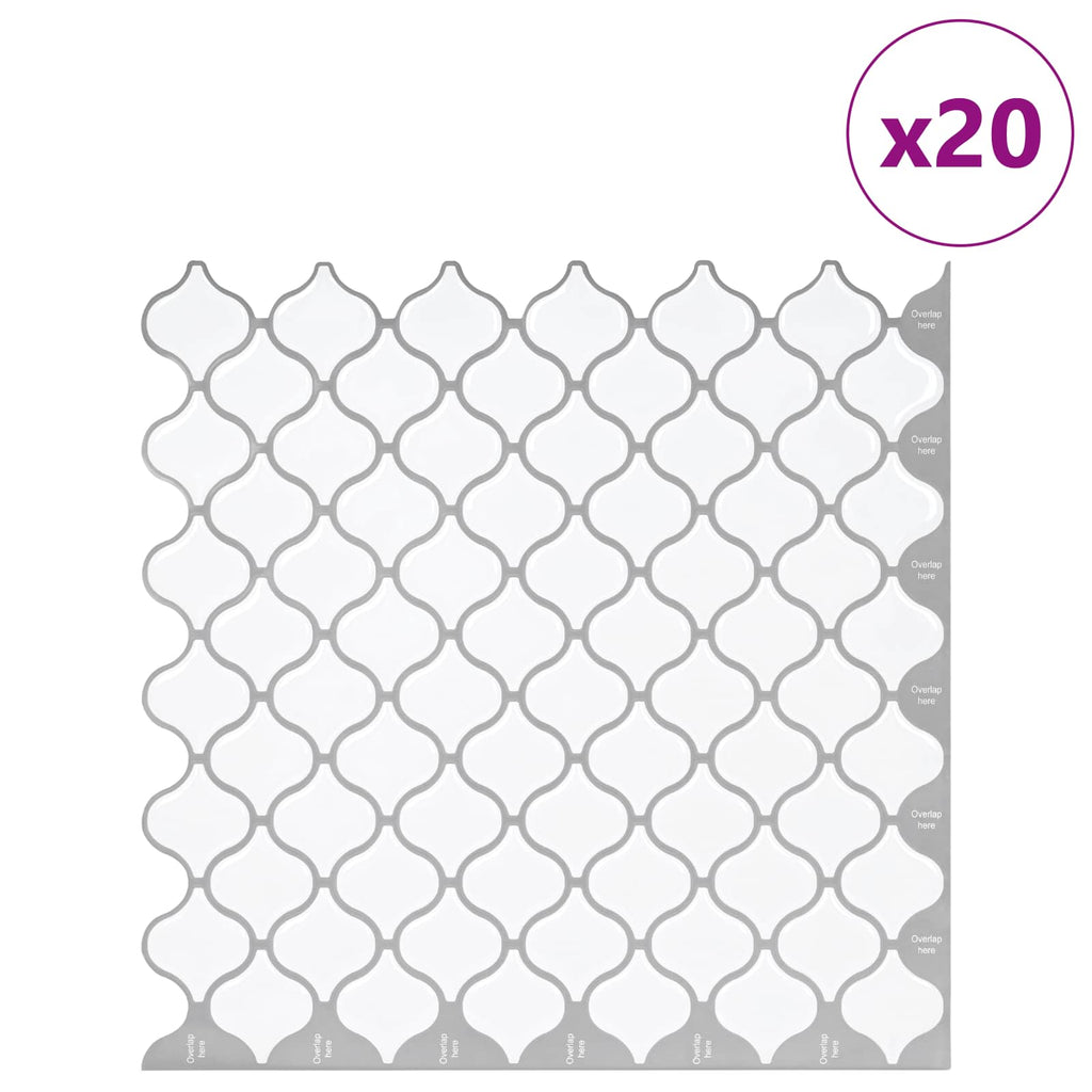 vidaXL Płytka Lanturn 20 pcs Biały 27 x 27 cm Poliuretan i PET