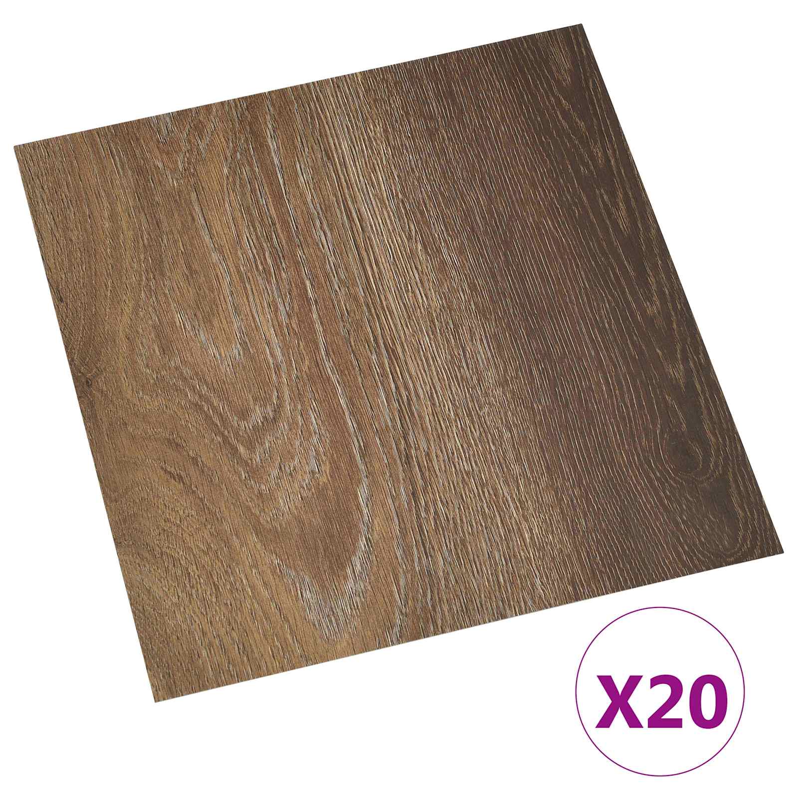 vidaXL Samoprzylepne Deski Podłogowe 30,5 x 30,5 cm 20 pcs PVC brązowy