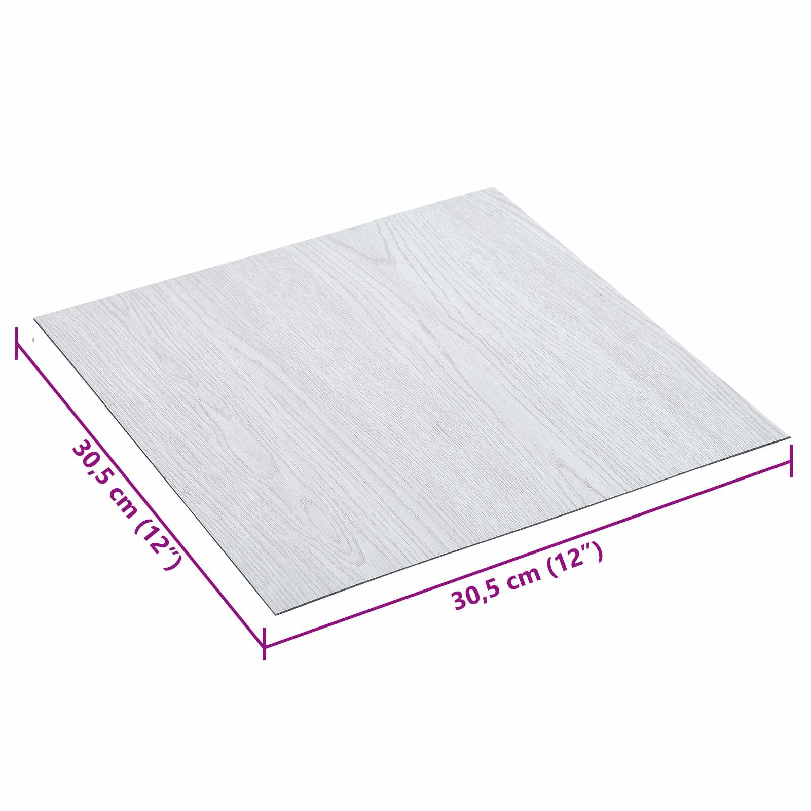 vidaXL Samoprzylepne Deski Podłogowe 30,5 x 30,5 cm 20 pcs PVC Biały
