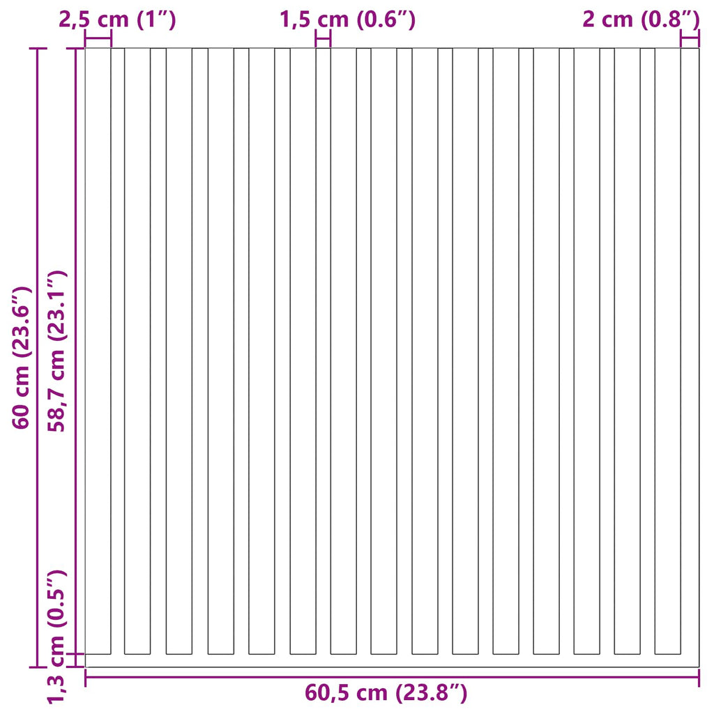 vidaXL Panele ścienne 2 pcs Szary 60,5 x 60 cm